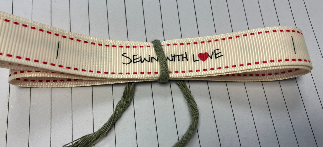 Sewn with Love ribbon - 1 metre