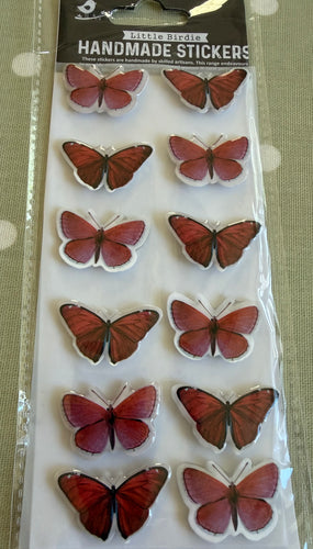 Little Birdie 3D stickers - Red Butterflies