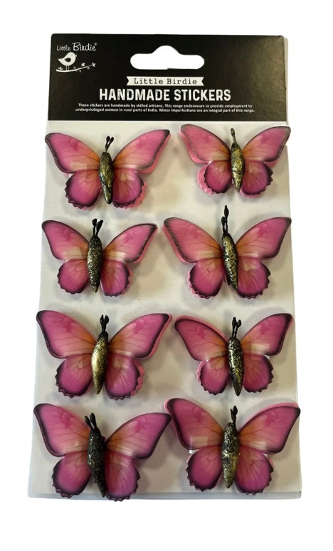 3D pink butterfly embellishments