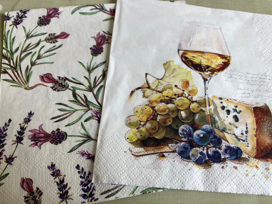 Wine & lavender pair of napkins