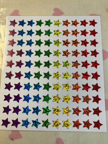 100 rainbow star stickers