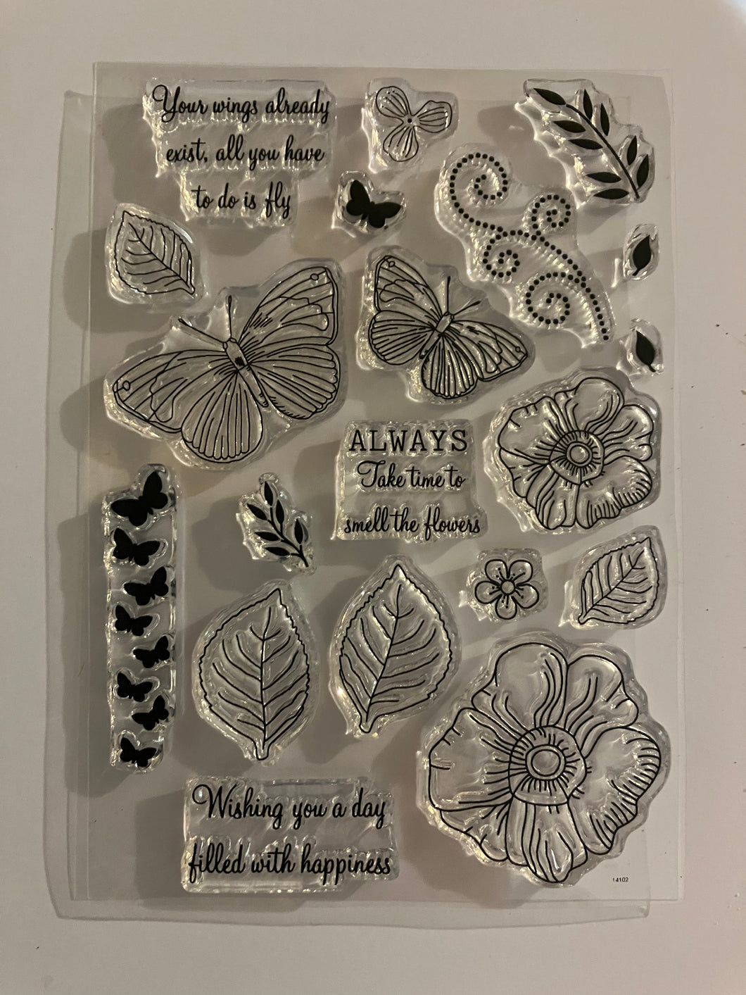 A6 Butterflies & floral stamp set