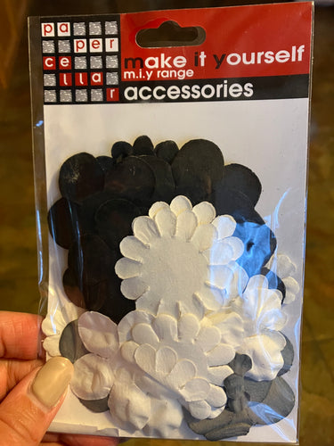 Paper flowers - black, white & grey