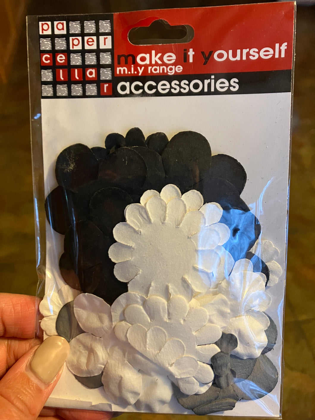 Paper flowers - black, white & grey