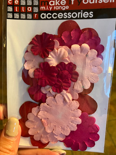 Paper flowers - red and pink