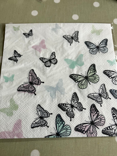 Black butterflies napkin - single
