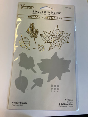 SALE Spellbinders Hot Foil Glimmer plate Holiday Florals