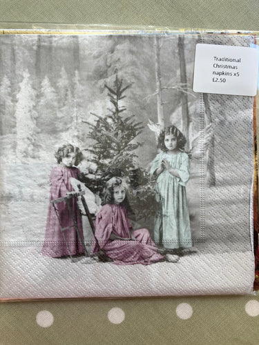 Random pack of 5 traditional Christmas napkins