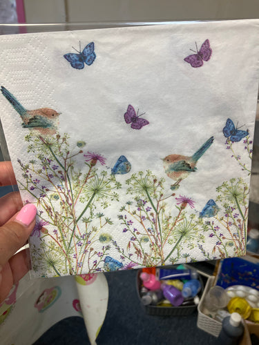 Single napkins - birds & butterflies