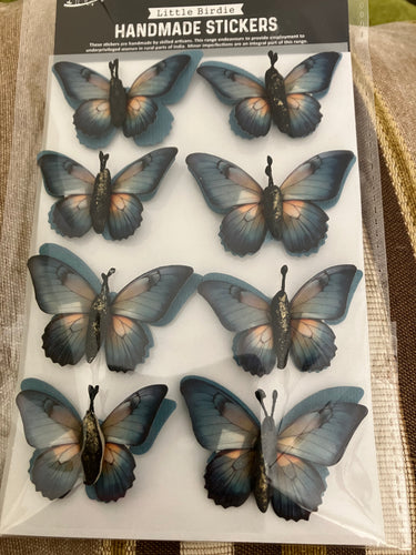 3D Light Blue butterfly embellishments